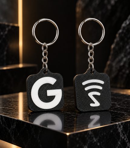 Google Yorum NFC Anahtarlık siyah beyaz logo